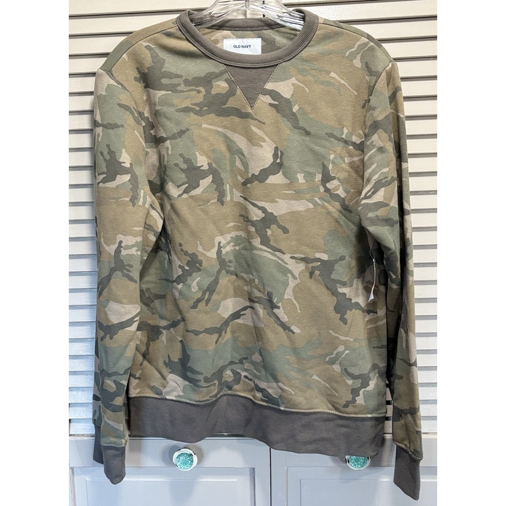 NWT Old Navy Camo Pullover Sweatshirt Size Small Crew Neck Green/Brown
